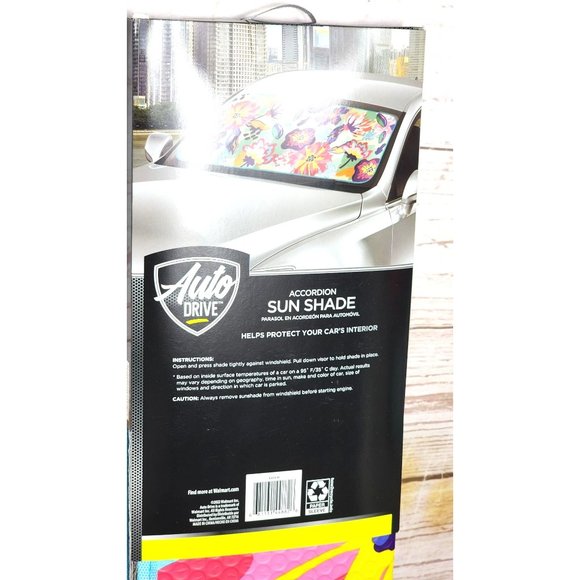 Auto Drive Accordion 63”x28.5” Universal Fit UV Protection Floral Car Sun Shade - Picture 12 of 16